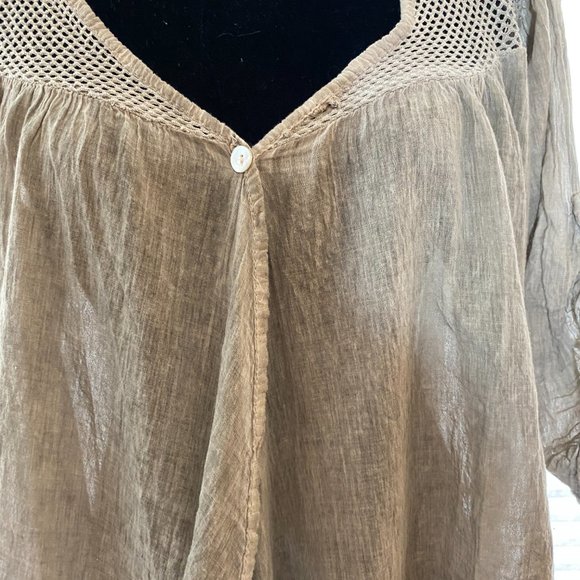 Flare Semi Sheer Grey Cotton Cover Up Top Lace Fringe Edge - Picture 3 of 8
